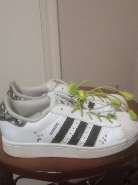 adidas Other - Kids Size 5.5 Adidas Superstar II J MINECRAFT White Black Shoe JQ8749